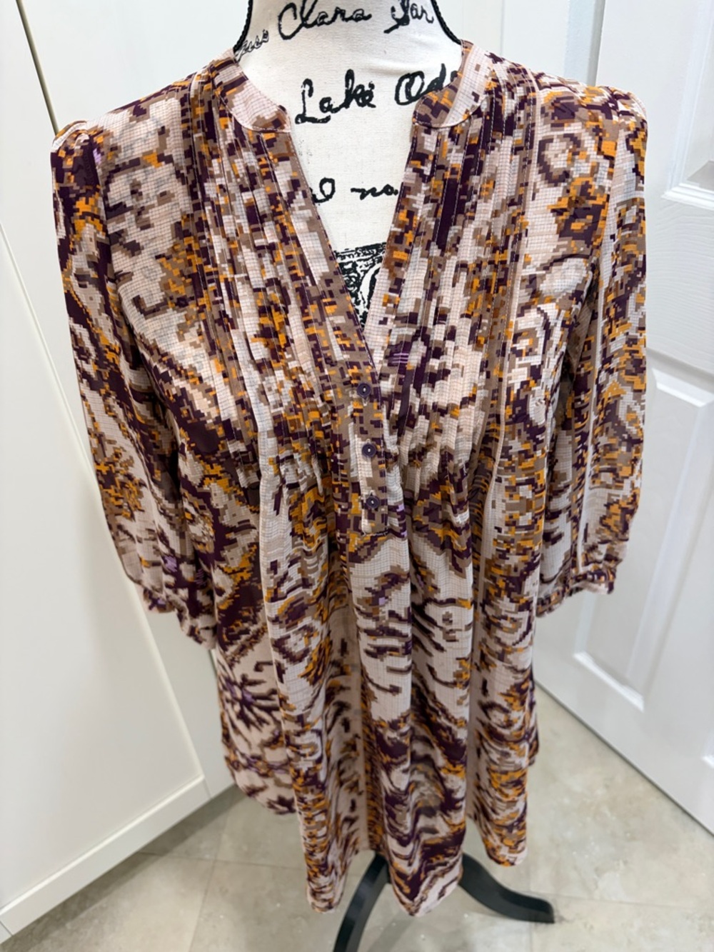 H&M Multicolor Printed Tunic - Plum, Tan, Beige & Light Orange